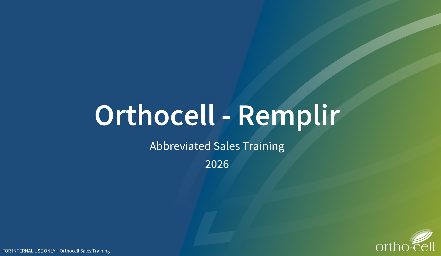 Orthocell abbreviated Sales Training